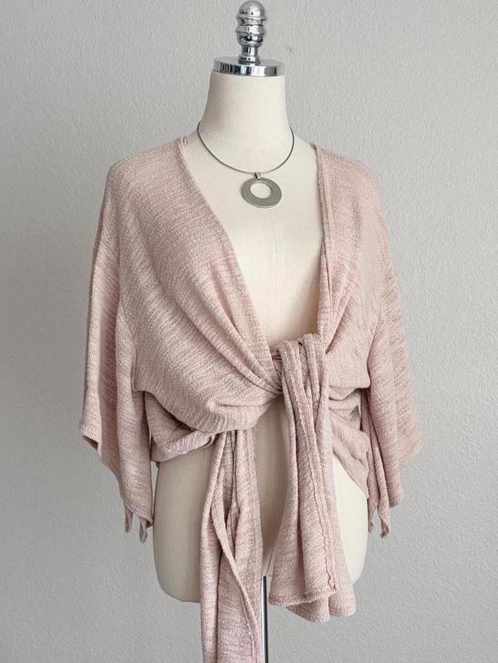Final Touch Blush Tie-Front Knit Shrug